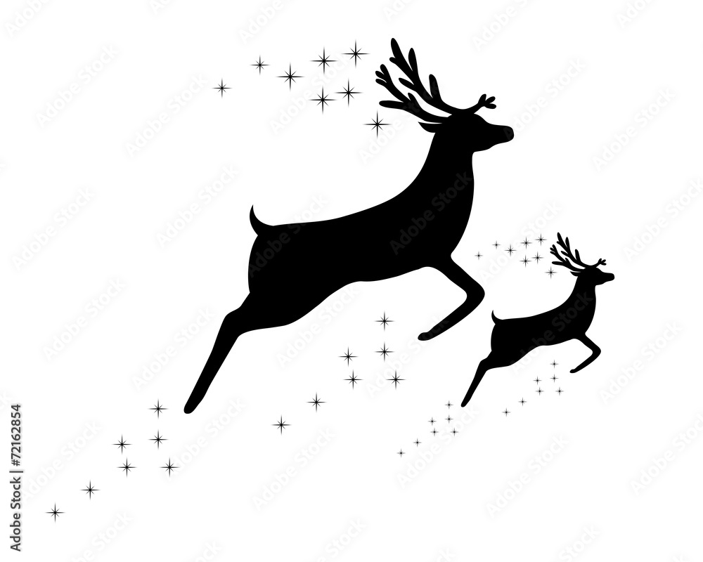 silhouette of a reindeer with a cub silhouette of a reindeer with a cub