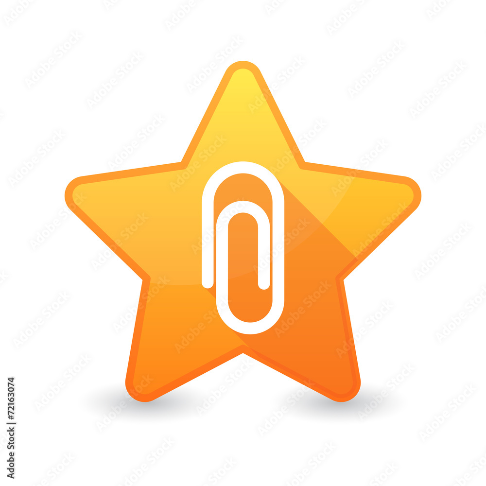 Isolated star icon with a paper clip Isolated star icon with a paper clip
