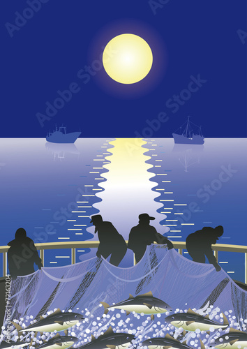 Fishermen at sea