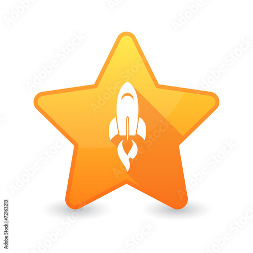 Isolated star icon with a rocket