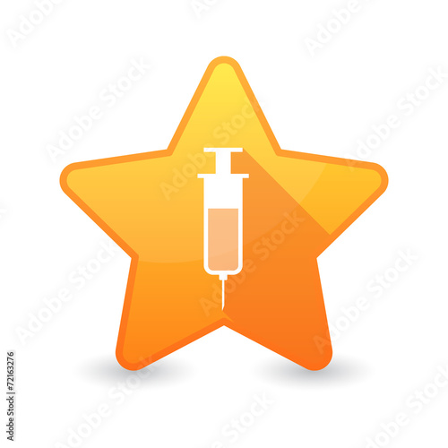 Isolated star icon with a syringe