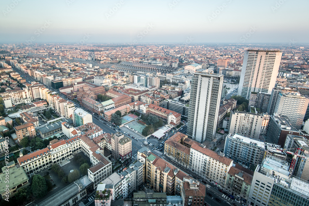 Fototapeta premium Milano - Milan aerial view from skyscraper