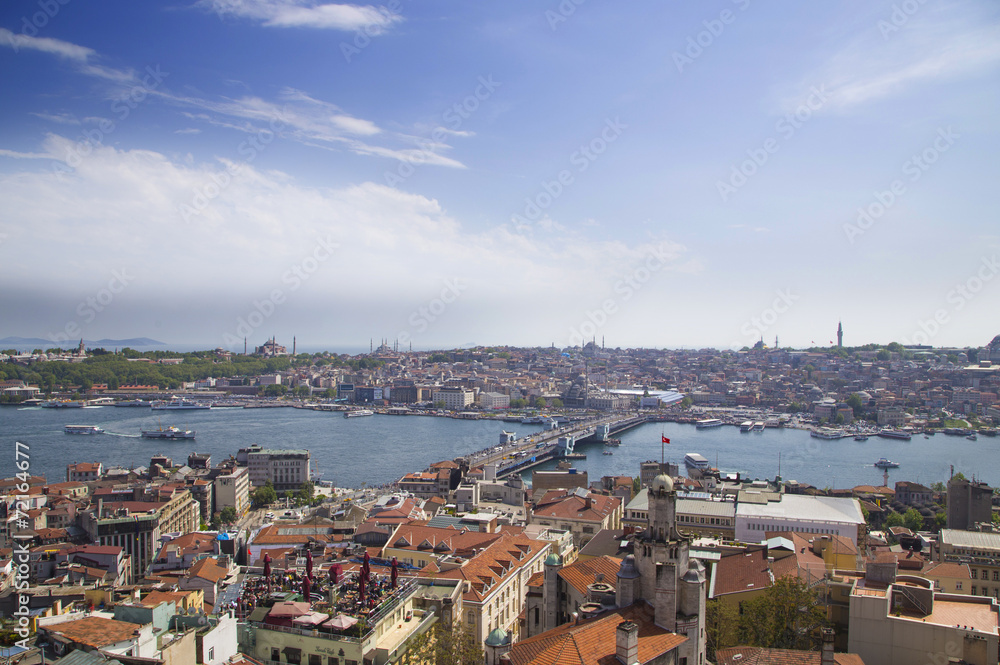 Panoramic view of Golden Horn, Istanbul, Turkey