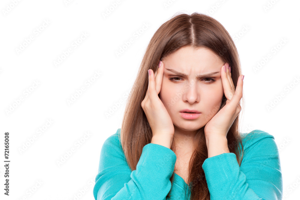 woman with headache, migraine, stress, insomnia, hangover woman with headache, migraine, stress, insomnia, hangover