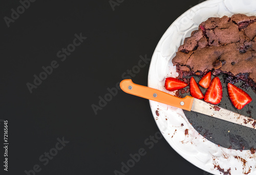 Chocolate strawberry cake with fresh strawberries