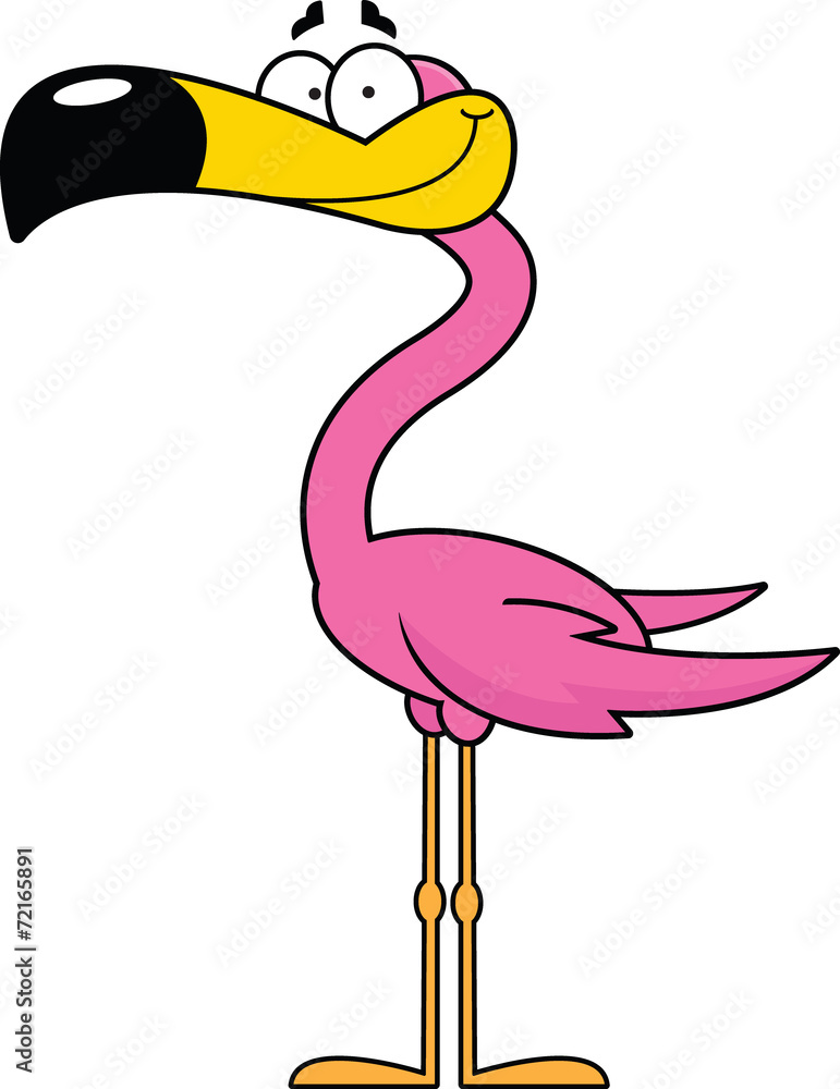 Naklejka premium Cartoon Flamingo Happy