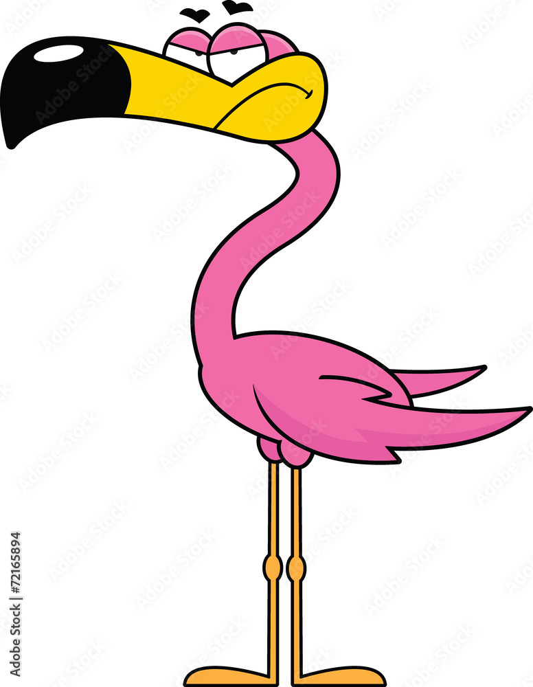 Fototapeta premium Cartoon Flamingo Grumpy