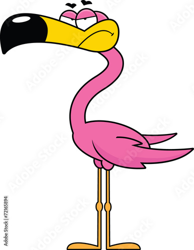 Cartoon Flamingo Grumpy