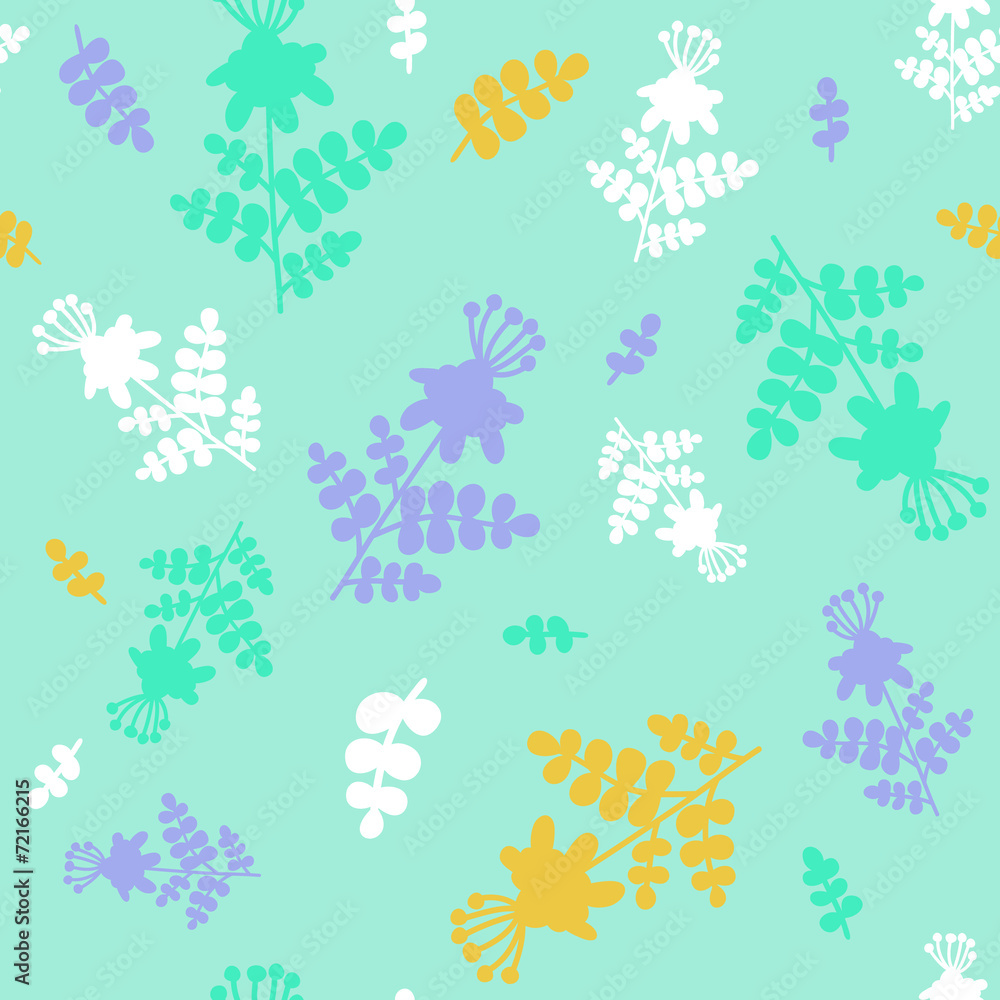 Calm green seamless pattern with imaginary flower silhouettes Calm green seamless pattern with imaginary flower silhouettes