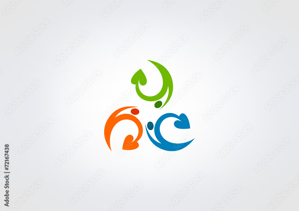 Fototapeta premium Abstract Team work logo wellness health icon design