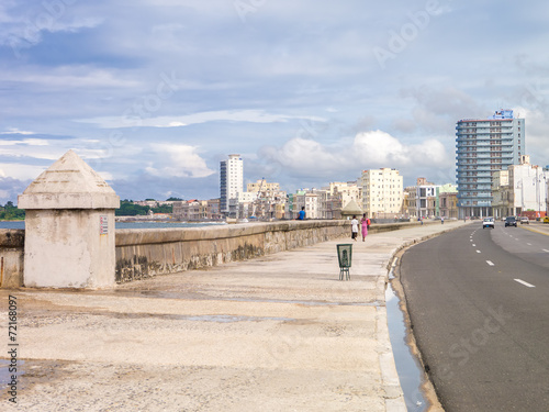 The skyline of Havana and the famous Malecon seawall
