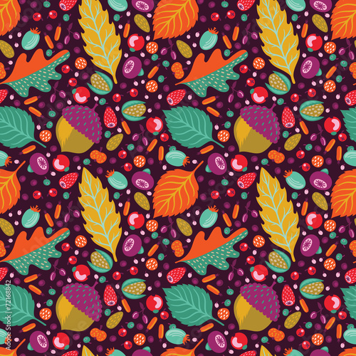 Autumn floral seamless pattern