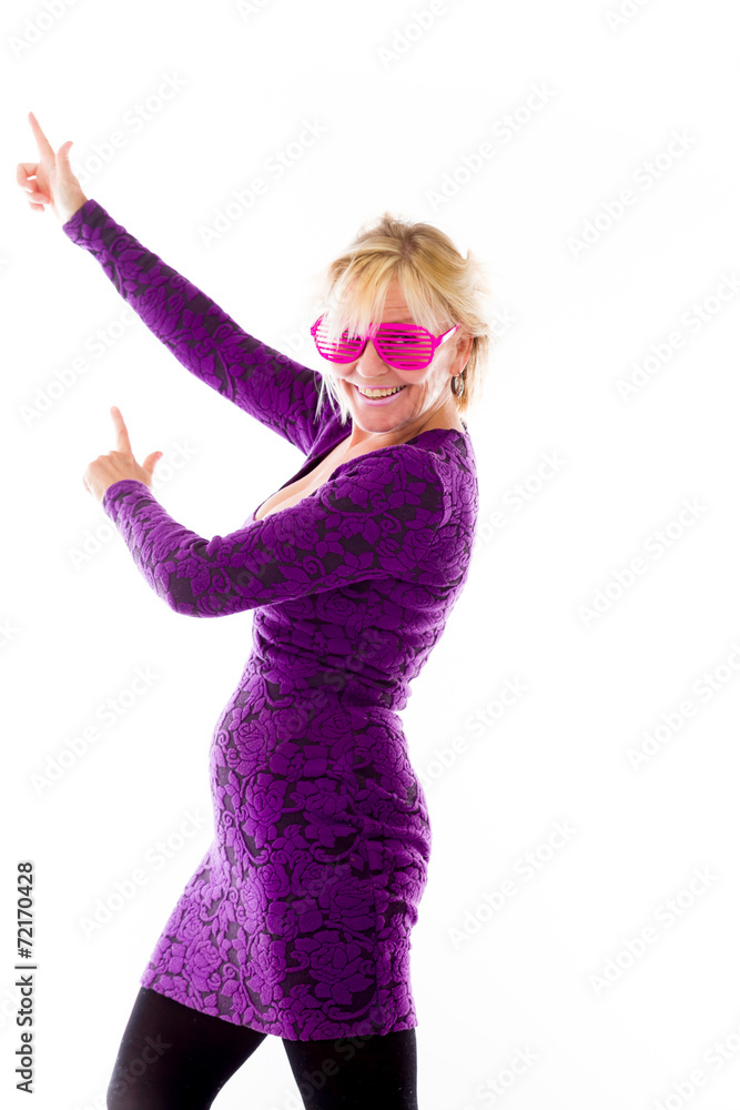 model isolated on plain background looking at camera pointing model isolated on plain background looking at camera pointing