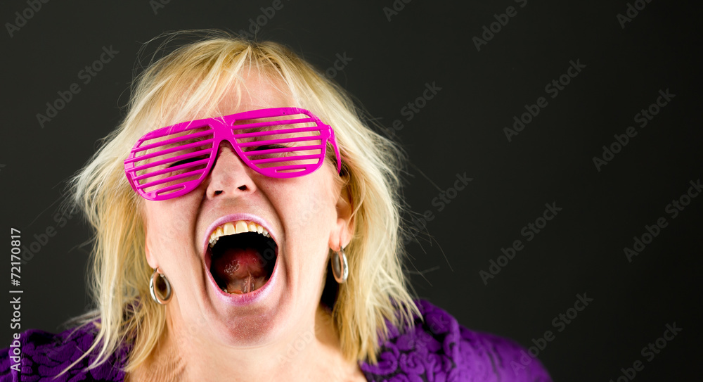 model isolated on plain background furious screaming model isolated on plain background furious screaming