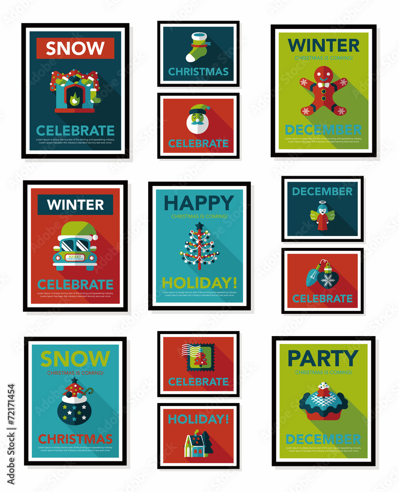 Christmas poster banner design flat background set, eps10 Christmas poster banner design flat background set, eps10