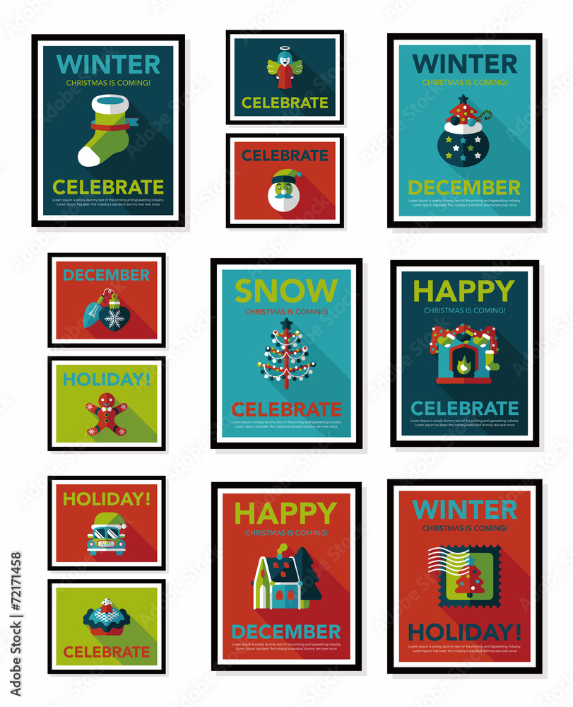 Christmas poster banner design flat background set, eps10 Christmas poster banner design flat background set, eps10