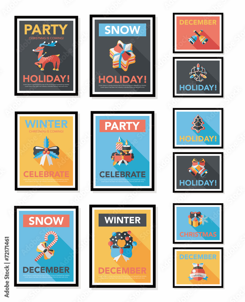 Christmas poster banner design flat background set, eps10 Christmas poster banner design flat background set, eps10