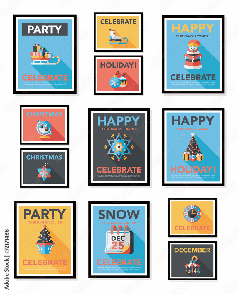 Christmas poster banner design flat background set, eps10 Christmas poster banner design flat background set, eps10