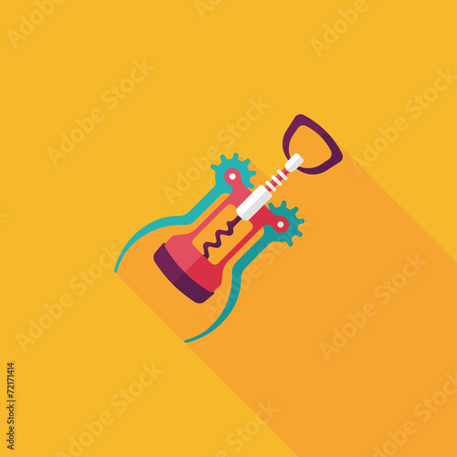 kitchenware corkscrew flat icon with long shadow,eps10 © eatcute