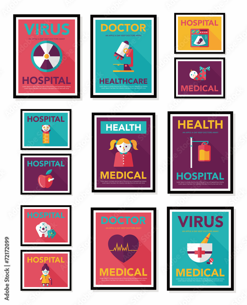 Hospital flat banner design flat background set, eps10 Hospital flat banner design flat background set, eps10
