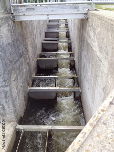 a fish ladder built into a dam to allow fish migration