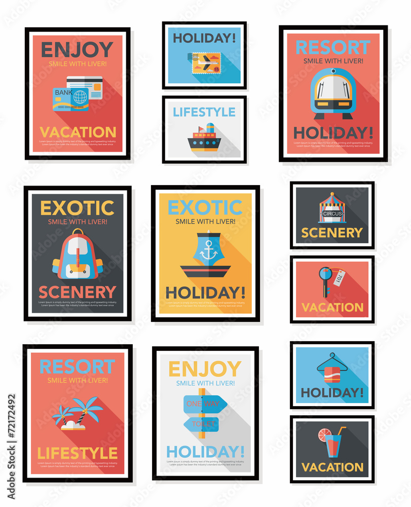 Travel poster banner design flat background set, eps10 Travel poster banner design flat background set, eps10