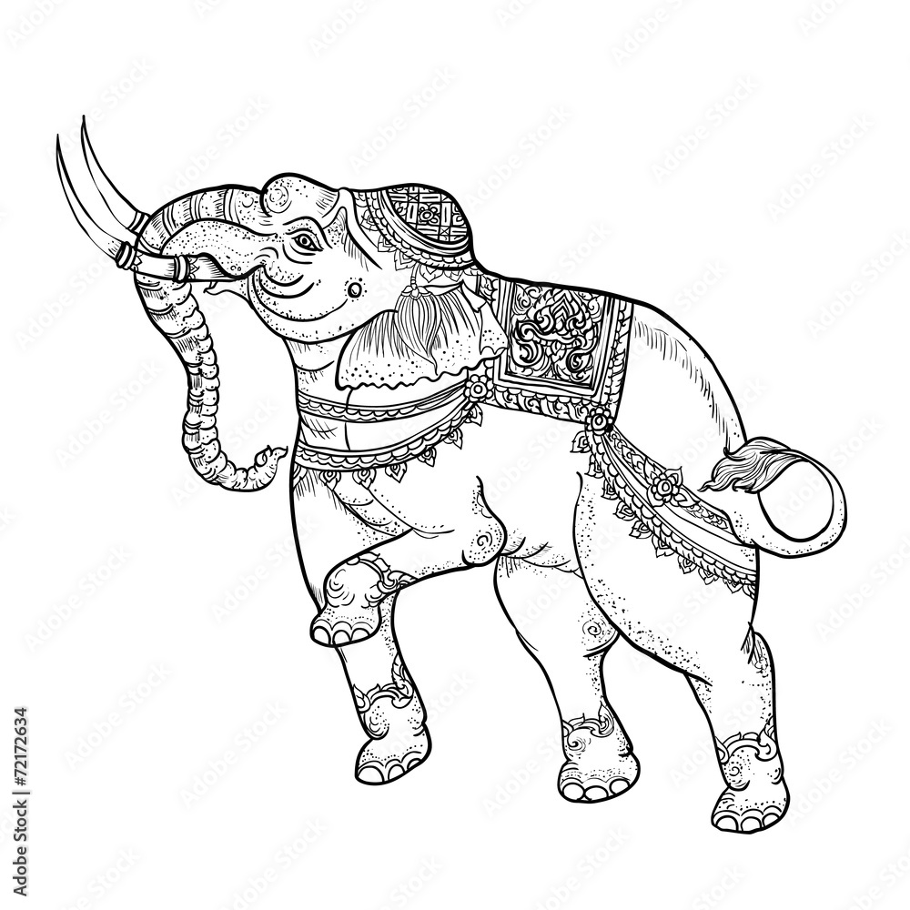 Obraz premium White elephant,traditional thai art