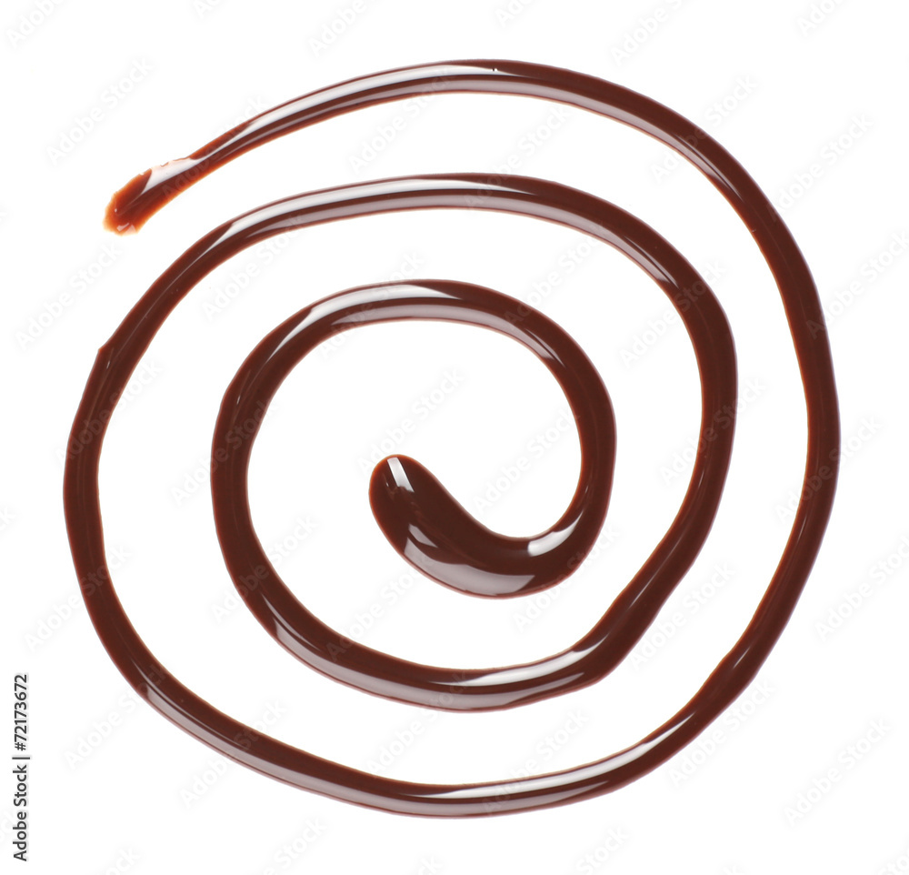 Chocolate syrup drips isolated on white