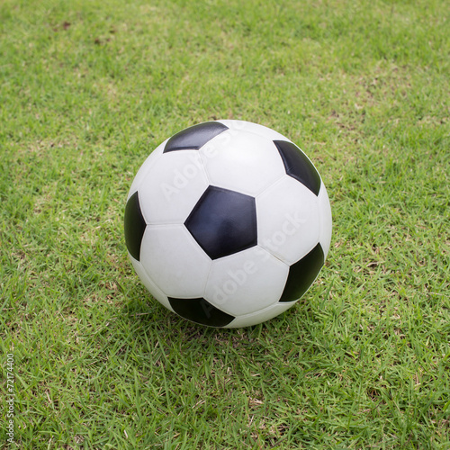 soccer ball on green grass © sutichak