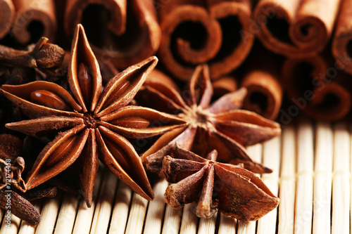 Carnation with cinnamon sticks and star anise