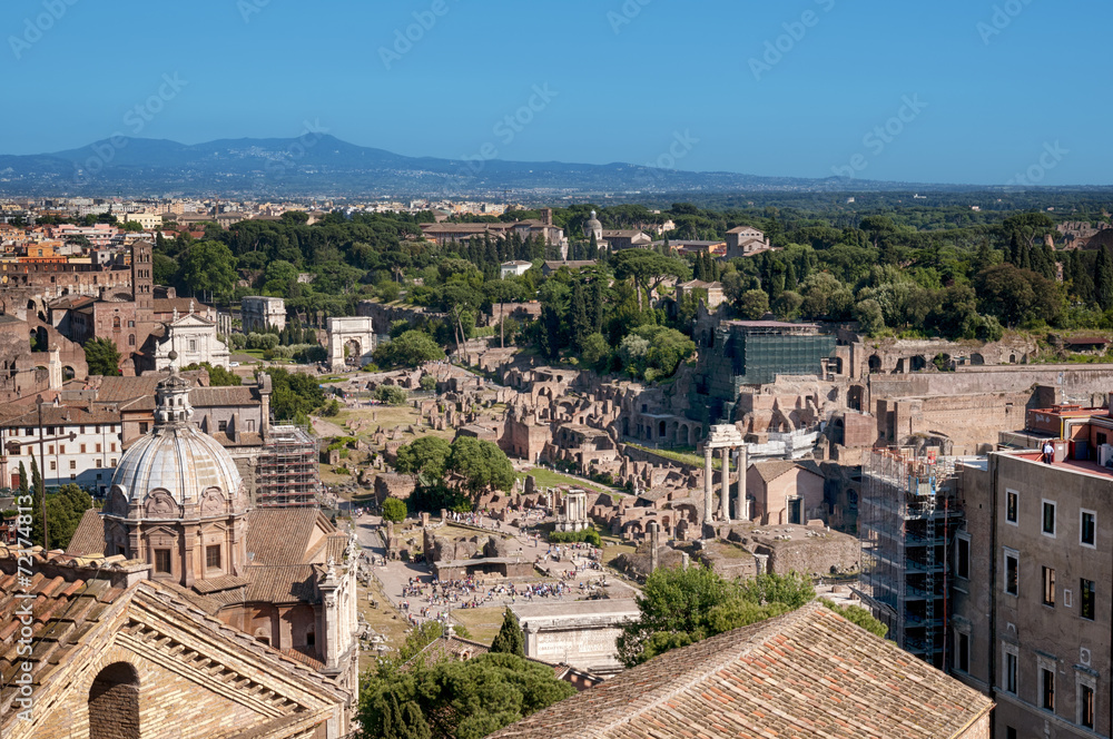 Ariel view of Roman Forum. (Rome - Italy)