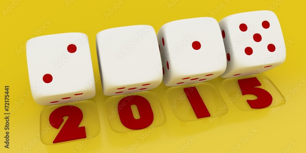 2015 Merry Christmas and Happy New Year ,3d render of a white di