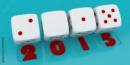 2015 Merry Christmas and Happy New Year ,3d render of a white di