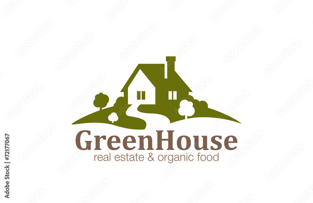 Real Estate House Logo design. Eco Natural Farm - obrazy, fototapety, plakaty 