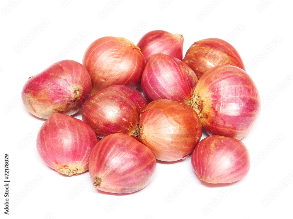 Red onions isolated on white background