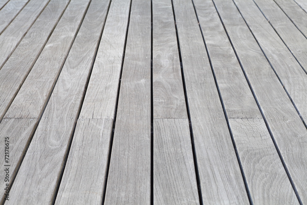Fototapeta premium White wooden floor planks at outside house