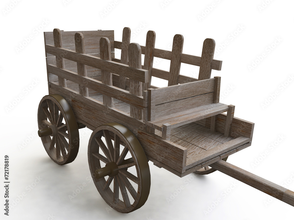 Wooden Cart in 3d
