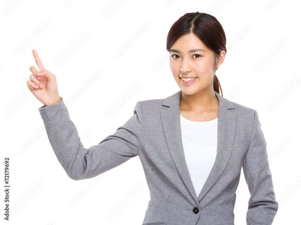 Businesswoman with finger point up Businesswoman with finger point up