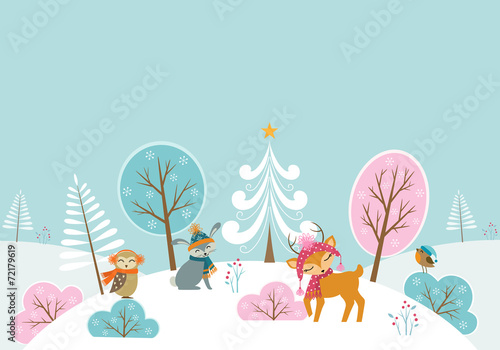 Christmas woodland landscape