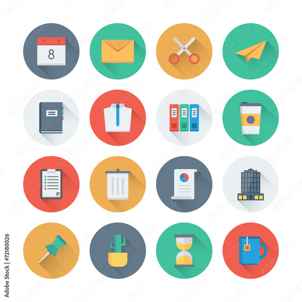 Pixel perfect office tools flat icons Pixel perfect office tools flat icons