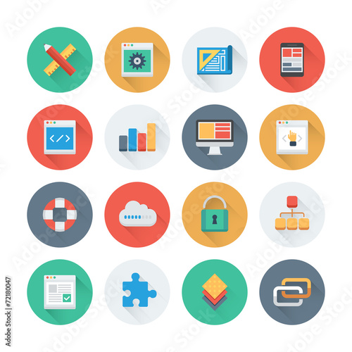 Pixel perfect web development flat icons