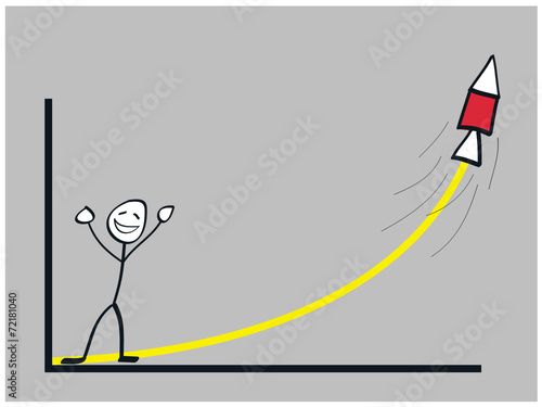 Umsatzdiagramm mit Raketenstart