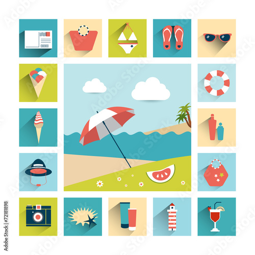Summer flat icon concept.