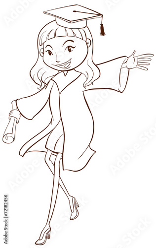 A plain drawing of a girl graduating