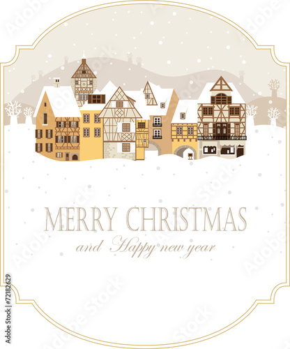 Winter village greeting card