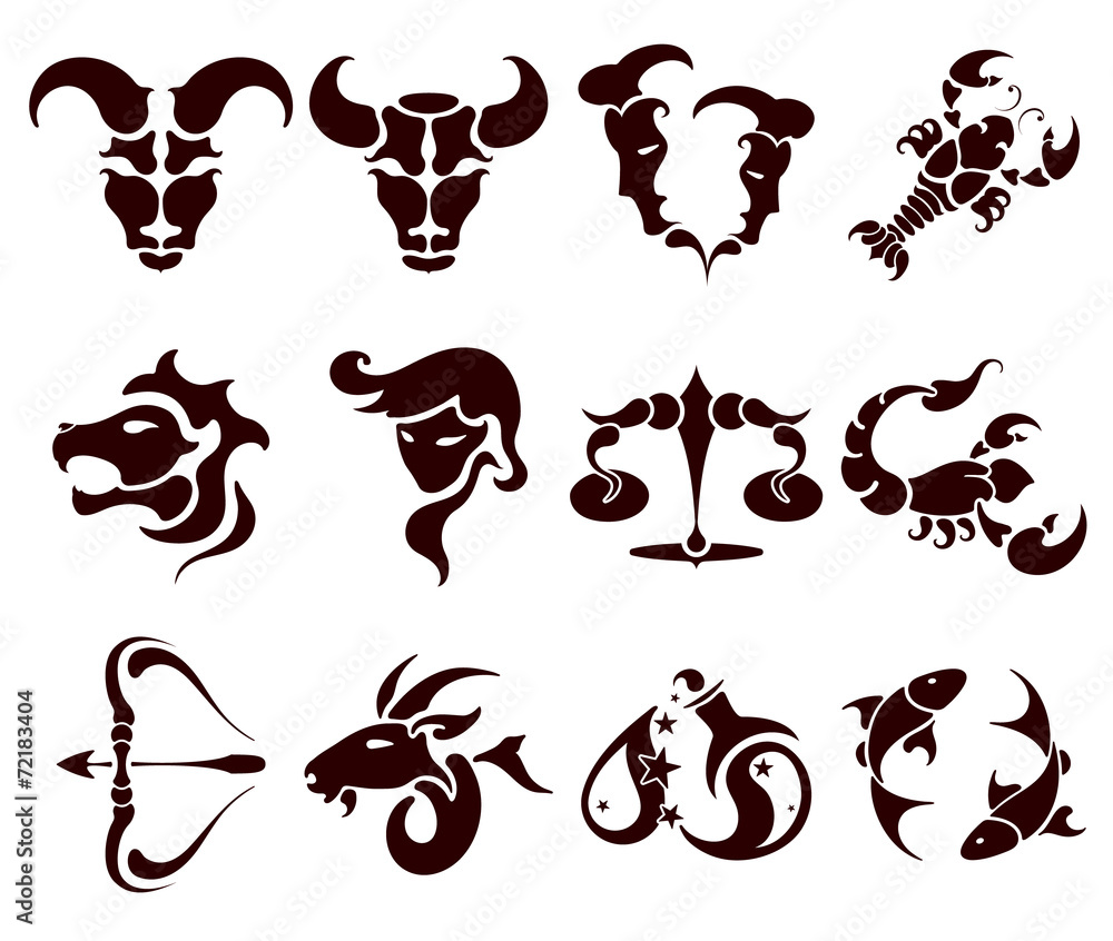 stylish set of zodiac signs, vector illustration stylish set of zodiac signs, vector illustration