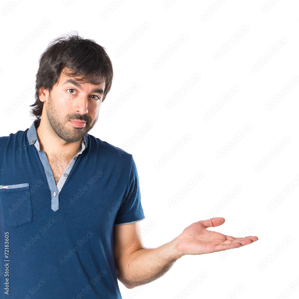 Man having doubts over isolated white background Man having doubts over isolated white background