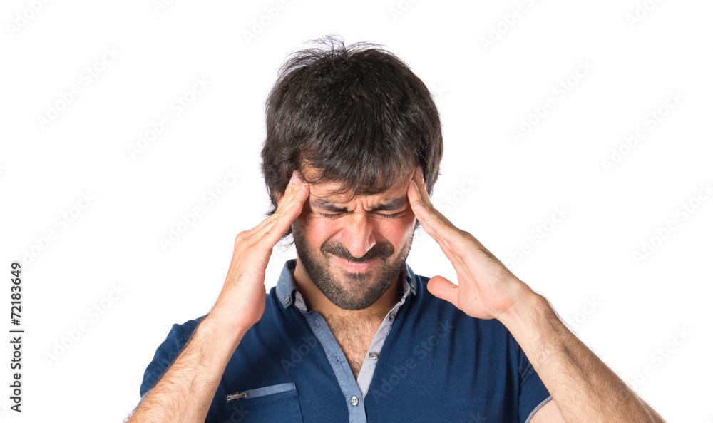 frustrated man over isolated white background frustrated man over isolated white background