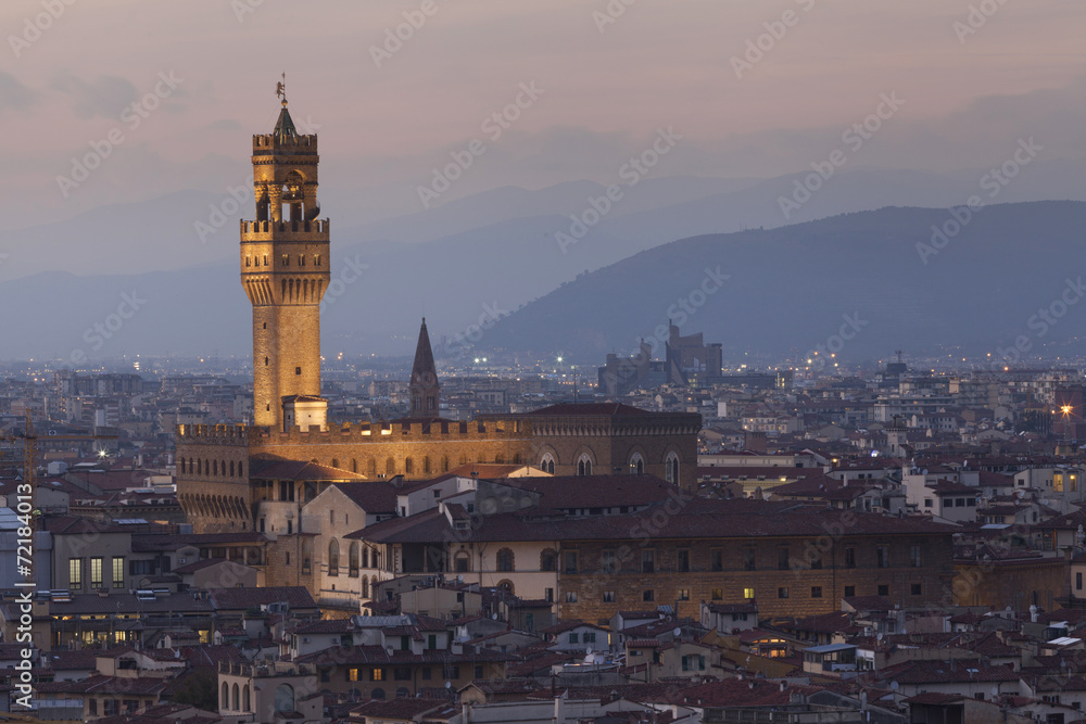 Panoramic view over Florence during sunset