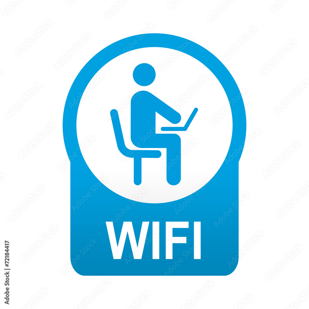 Etiqueta app abajo azul redonda WIFI Etiqueta app abajo azul redonda WIFI